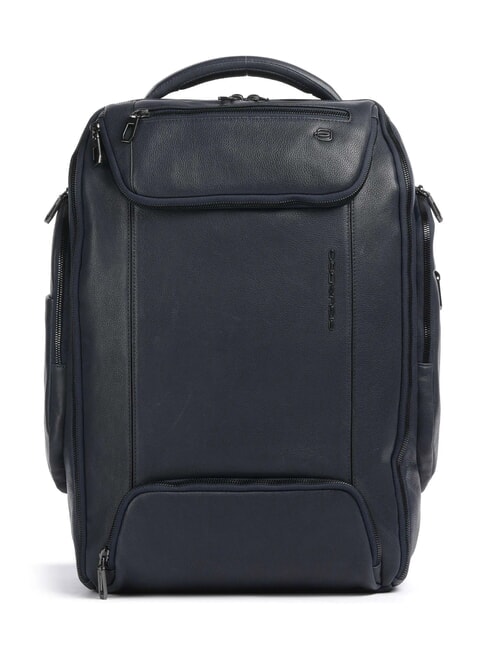 PIQUADRO CRONUS Leather backpack, 14" laptop holder blue - Laptop backpacks