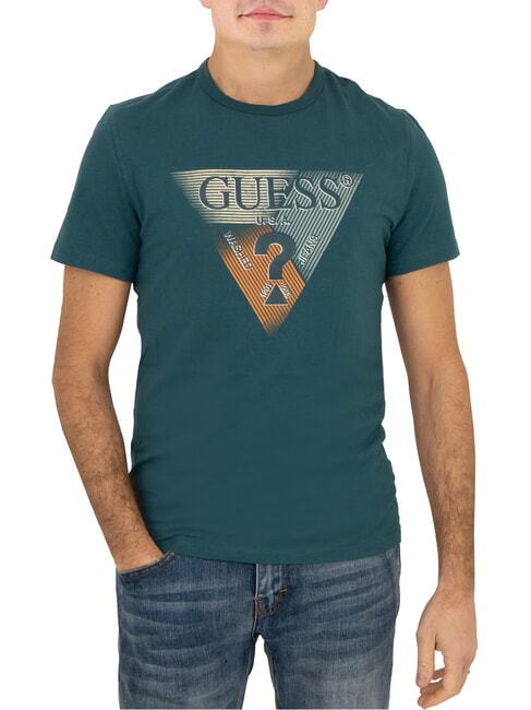 GUESS SS CN TRIANGLE Short-sleeved T-shirt true teal - T-shirt