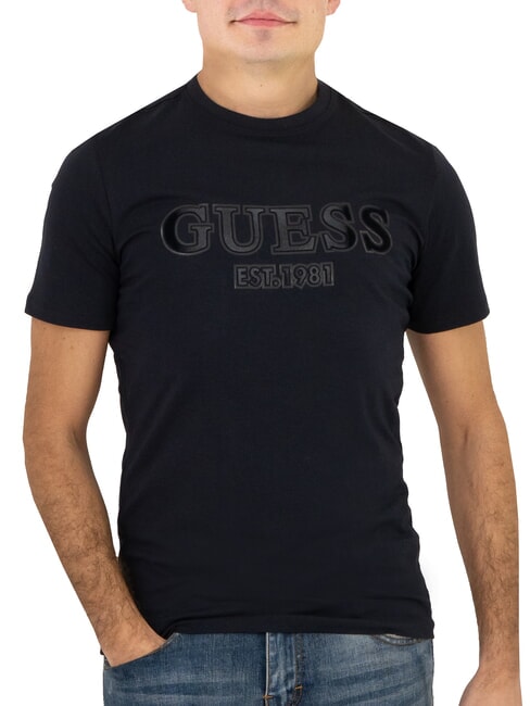 GUESS SS CN SPRAYED FLOCK LOGO  Cotton T-Shirt smartblue - T-shirt