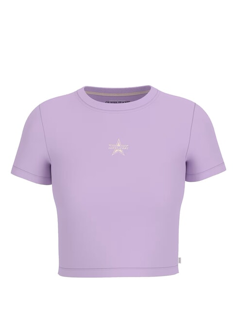 GUESS JEANS SS CN EMB STAR  T-shirt lilac flower - T-shirt