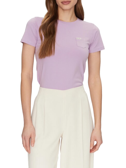 GUESS JEANS SS SLIM POCKET  Short-sleeved T-shirt lilac flower - T-shirt