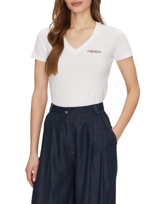 GUESS JEANS SS VN SLIM Cotton T-Shirt purwhite - T-shirt