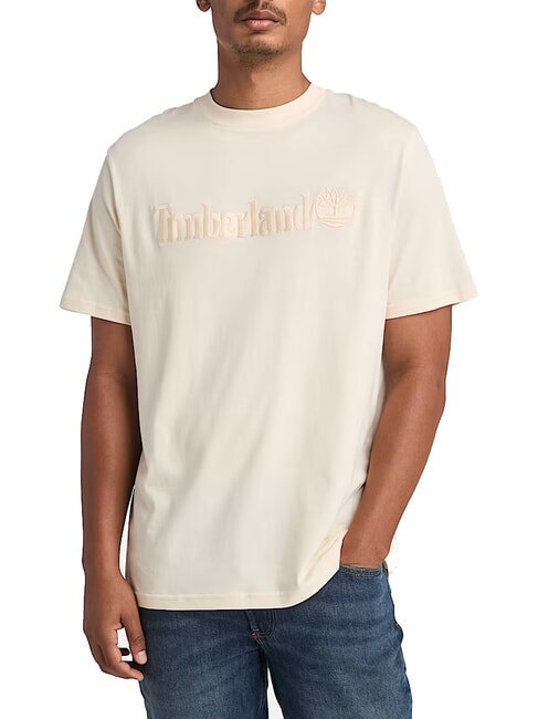 TIMBERLAND EMBROIDERY TONAL Cotton T-shirt white smoke - T-shirt