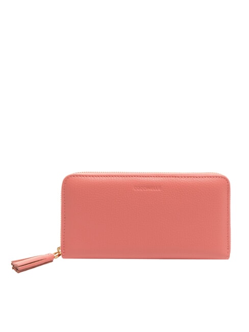 COCCINELLE TASSEL  Zip Around Wallet in Hammered Leather hyper pink - Women’s Wallets