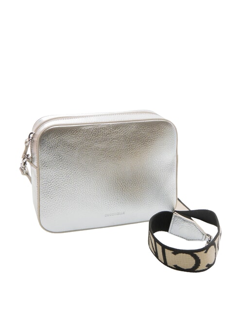 COCCINELLE TEBE Small textured leather bag SILVER - Women’s Bags