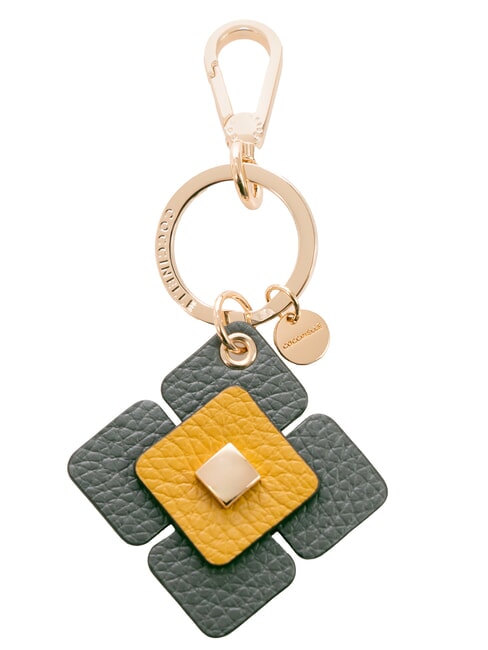 COCCINELLE META FLOWERS Leather charm keychain slate/citron - Key holders