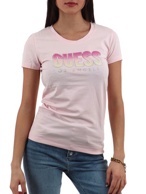 GUESS CN SS GLITTER  Cotton T-Shirt low key pink - T-shirt