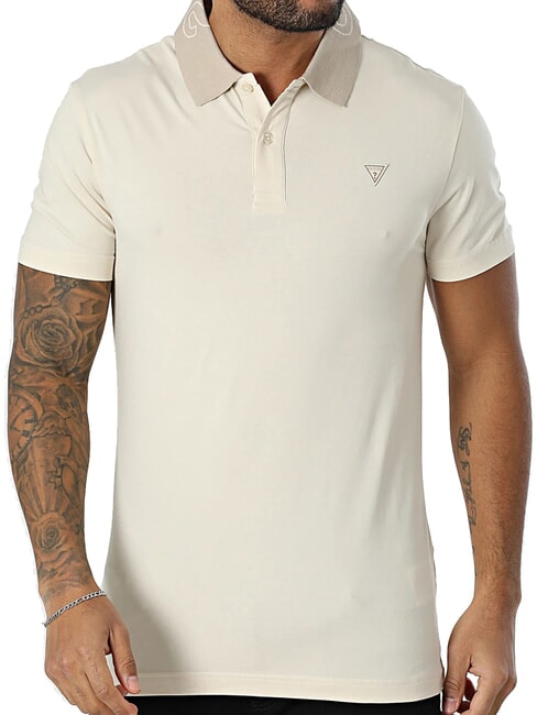 GUESS NOLAN SS Stretch short sleeve polo resort sand - Polo shirt