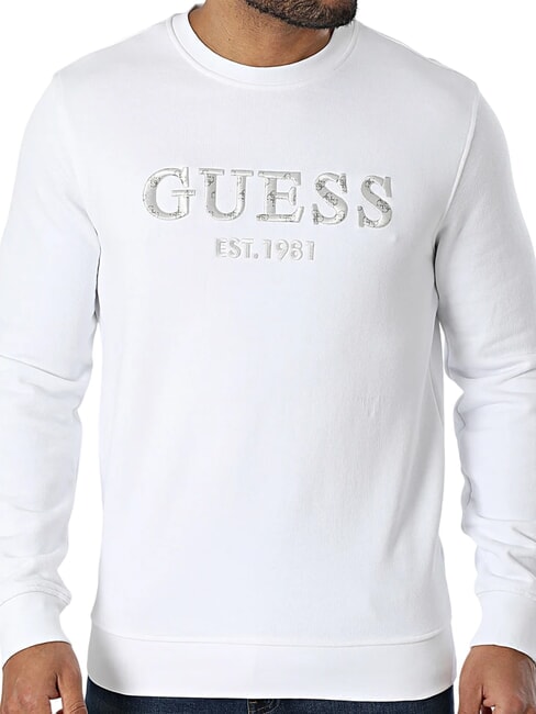 GUESS BEAU Crewneck sweatshirt with logo embroidery purwhite - Sweatshirts
