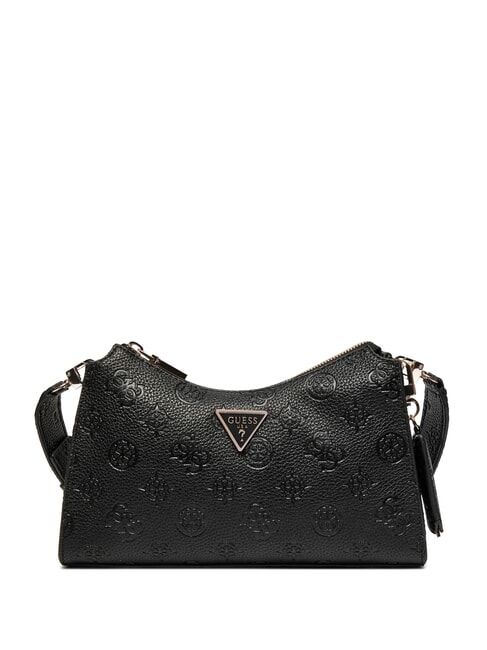 GUESS CRESIDIA Embossed logo shoulder bag BLACK - Women’s Bags