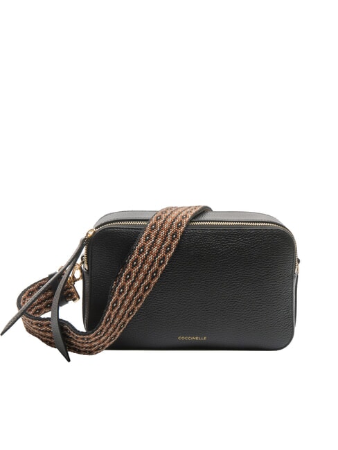 COCCINELLE JEN Textured leather bag with rope shoulder strap Black - Women’s Bags