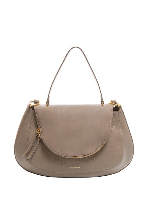 COCCINELLE SOLE Handbag, with shoulder strap, in leather warm taupe - Women’s Bags