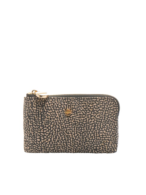 BORBONESE CLASSICA Coin case with key ring OP / NATURAL / BLACK - Women’s Wallets