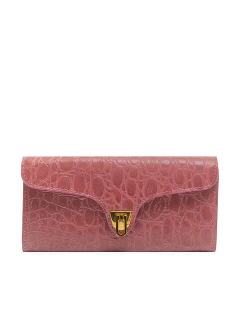 COCCINELLE BEAT CAIMAN Large wallet in printed leather pulp pink - Women’s Wallets