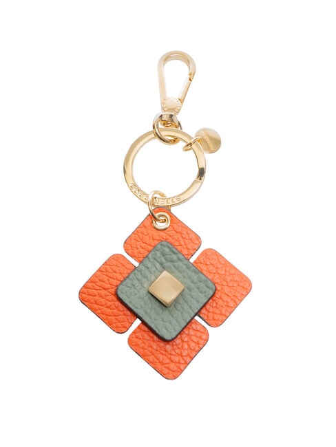 COCCINELLE META FLOWERS Leather charm keychain green + white - Key holders