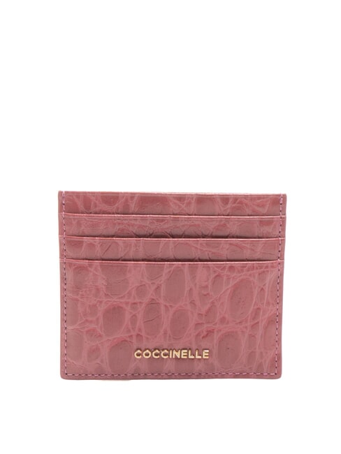 COCCINELLE METALLIC CAIMAN Flat card holder printed leather pulp pink - Women’s Wallets
