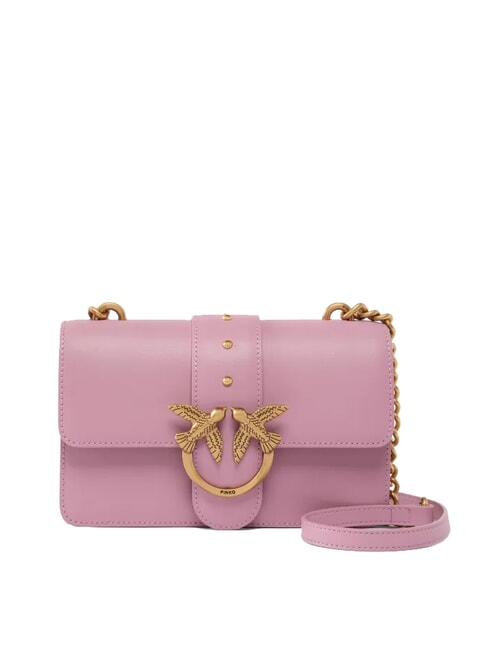 PINKO MINI LOVE BAG Shoulder bag in calf leather purple-antique gold - Women’s Bags