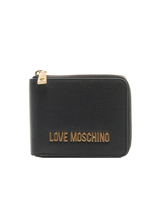 LOVE MOSCHINO METALLIC LOGO Small zip around wallet Black - Women’s Wallets