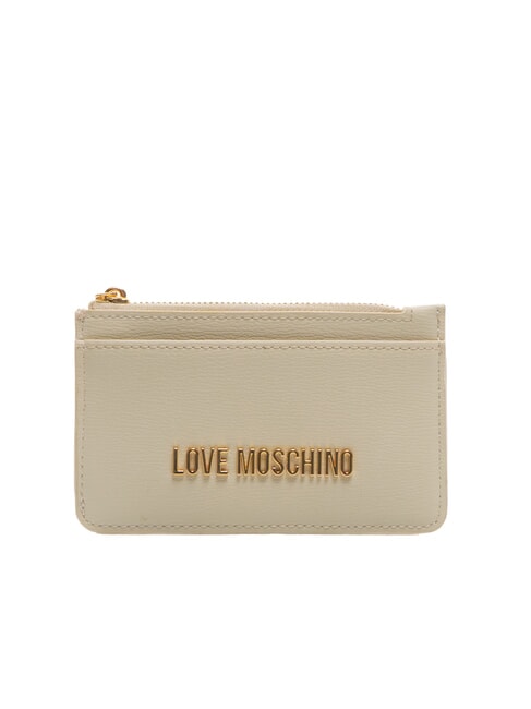LOVE MOSCHINO METALLIC LOGO Flat card holder with coin purse ivory - Women’s Wallets