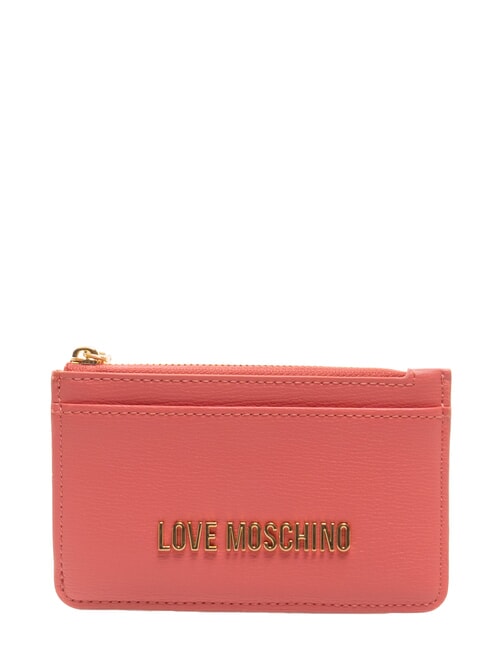LOVE MOSCHINO METALLIC LOGO Flat card holder with coin purse coral - Women’s Wallets