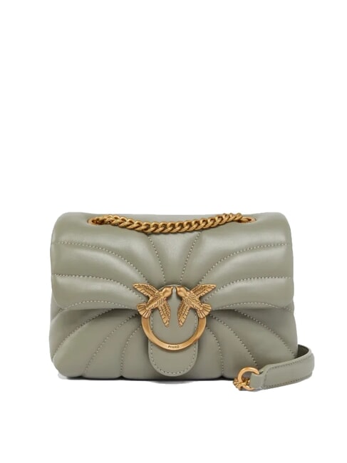 PINKO LOVE PUFF MINI Mini shoulder bag in nappa green vertiver-antique gold - Women’s Bags