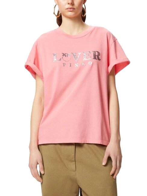 PINKO TORCETTI Printed T-shirt coral. sunny - T-shirt