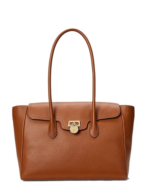 RALPH LAUREN TANNER Large leather shoulder bag lauren tan2 - Women’s Bags