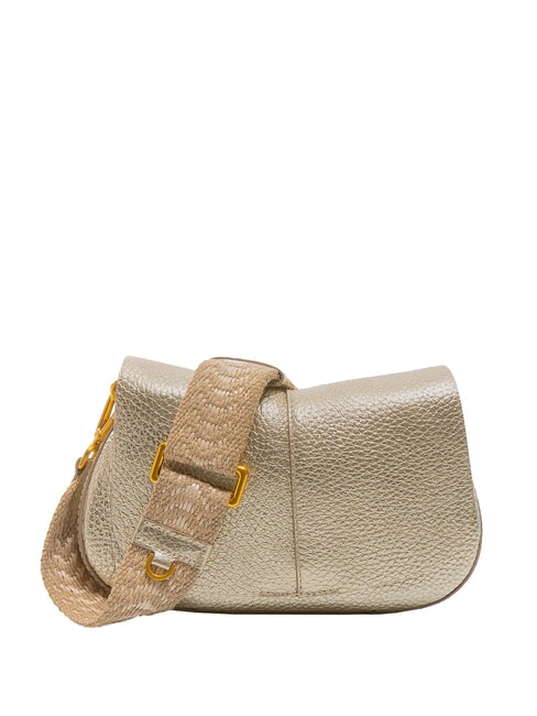 GIANNI CHIARINI HELENA ROUND Leather bag with double shoulder strap light gold - Women’s Bags