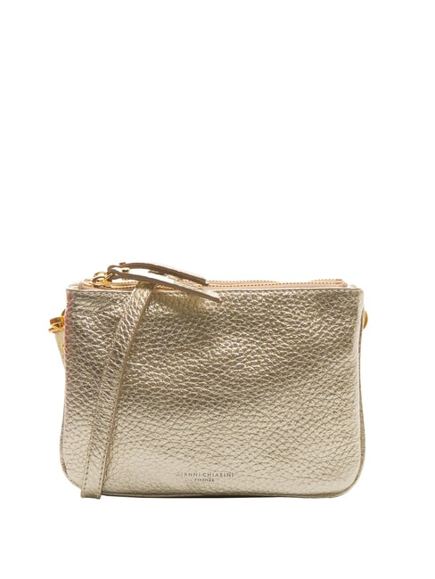 GIANNI CHIARINI FRIDA Double zip leather shoulder bag light gold - Women’s Bags