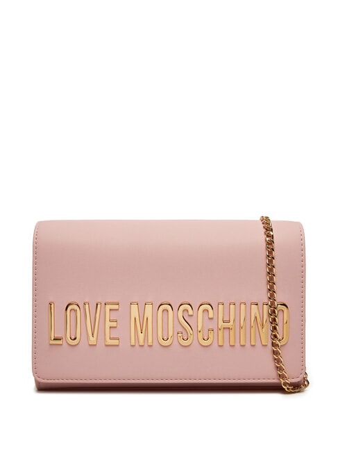 LOVE MOSCHINO GOLD LETTERING Chain Clutch with shoulder strap rose - Women’s Bags