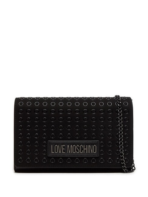 LOVE MOSCHINO CHAIN Shoulder bag with micro studs black/gunmetal - Women’s Bags