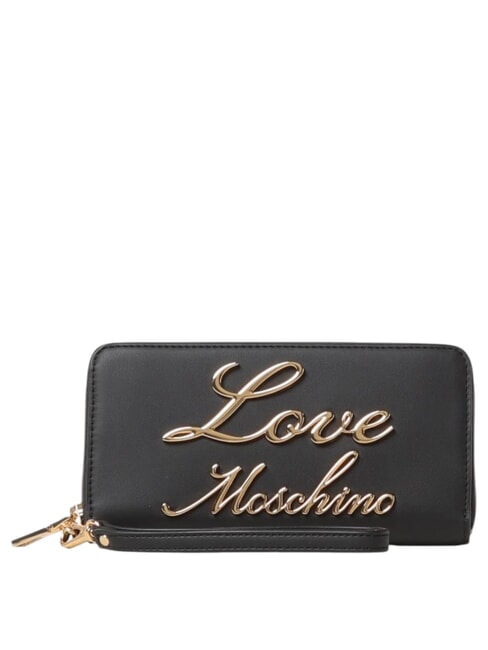 LOVE MOSCHINO GOLD LETTERING Zip Around Wallet Black - Women’s Wallets
