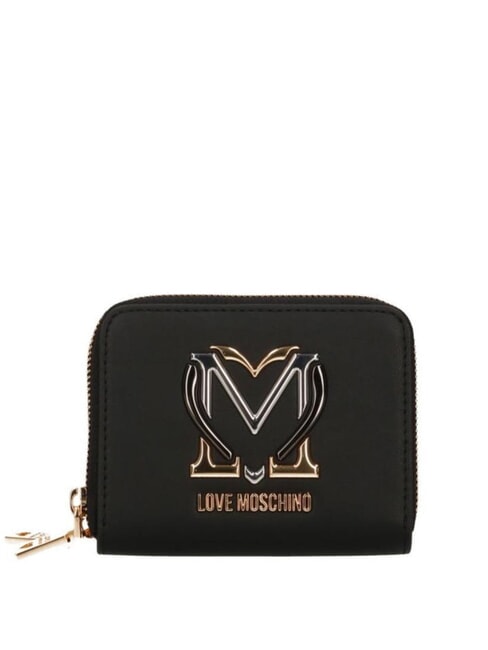 LOVE MOSCHINO GOLDEN HEART Medium zip around wallet Black - Women’s Wallets