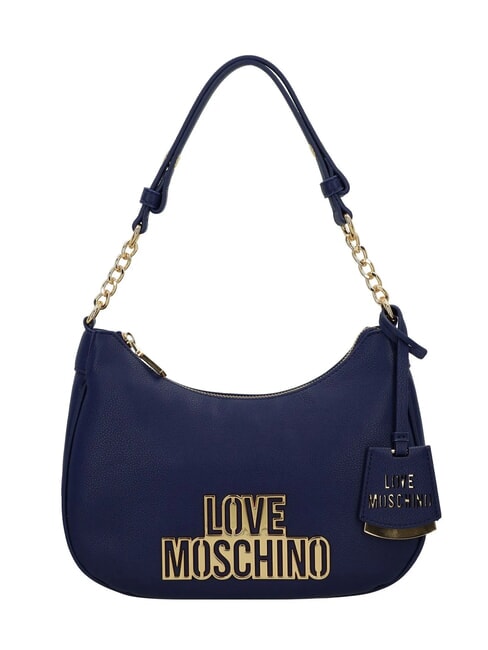 LOVE MOSCHINO METALLIC LOGO Shoulder bag blue - Women’s Bags
