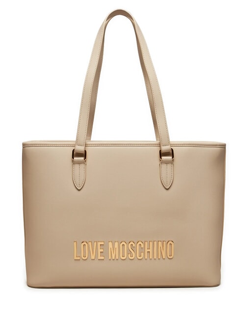 LOVE MOSCHINO LOGO LETTERING Shoulder shopper ivory - Women’s Bags