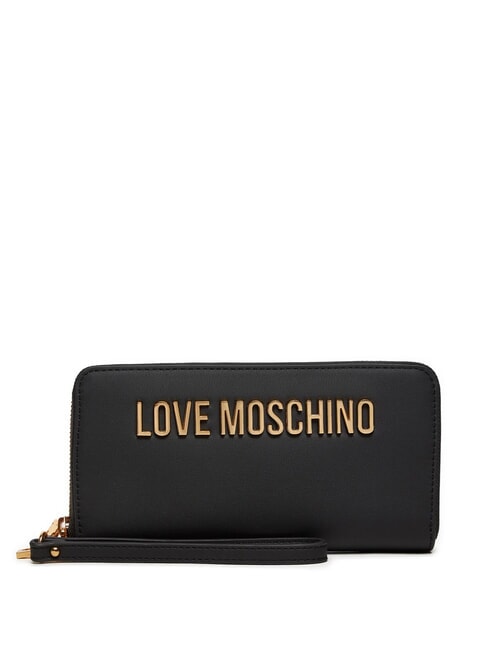 LOVE MOSCHINO LETTERING Wallet with wristband Black - Women’s Wallets