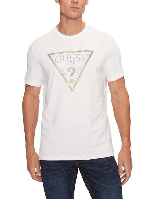 GUESS TRIANGLE T-shirt with maxi print purwhite - T-shirt