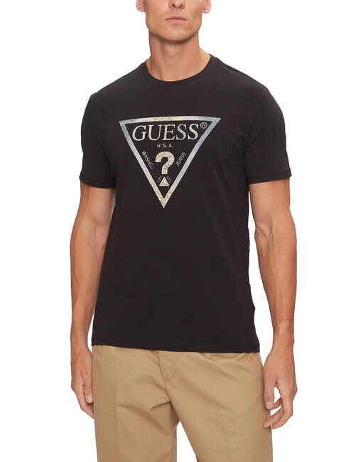 GUESS TRIANGLE T-shirt with maxi print jetbla - T-shirt