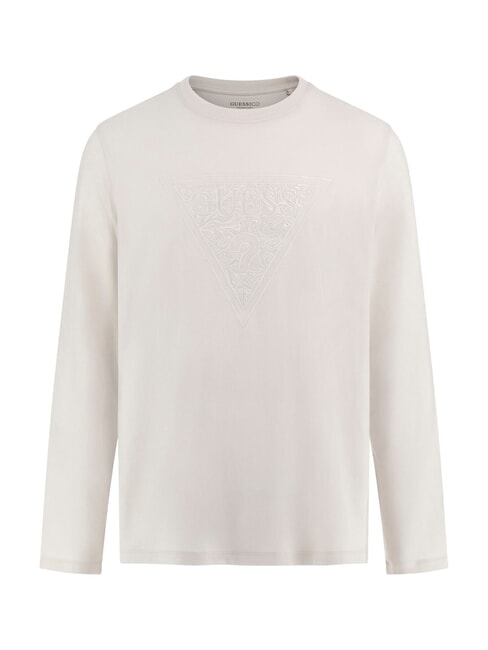 GUESS TRIANGLE Long sleeve shirt with patch muted stone - Men's Sweaters