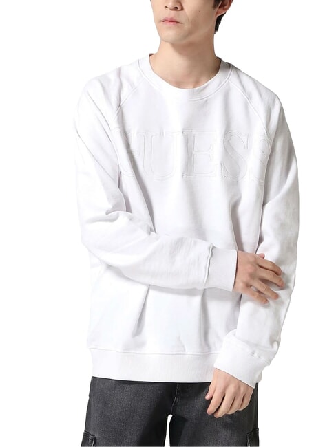 GUESS RAGLAN Cotton crewneck sweatshirt purwhite - Sweatshirts