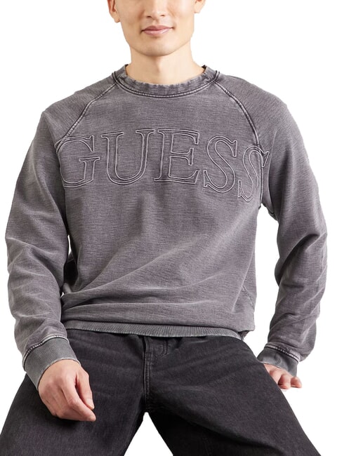 GUESS RAGLAN Cotton crewneck sweatshirt jetbla - Sweatshirts