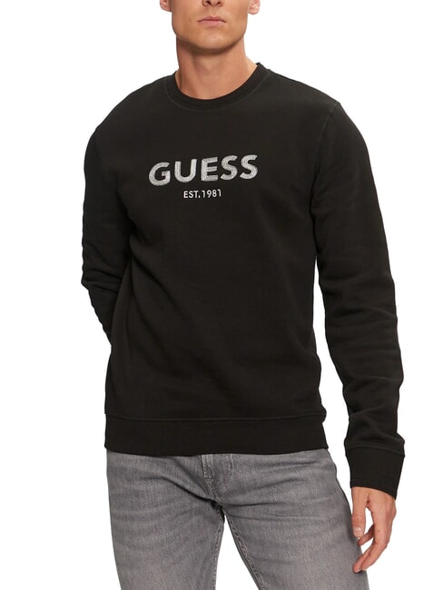 GUESS BOX Metallic logo embroidery sweatshirt jetbla - Sweatshirts