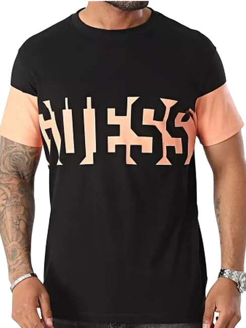 GUESS ORIZZONTAL T-shirt with maxi logo print jetbla - T-shirt