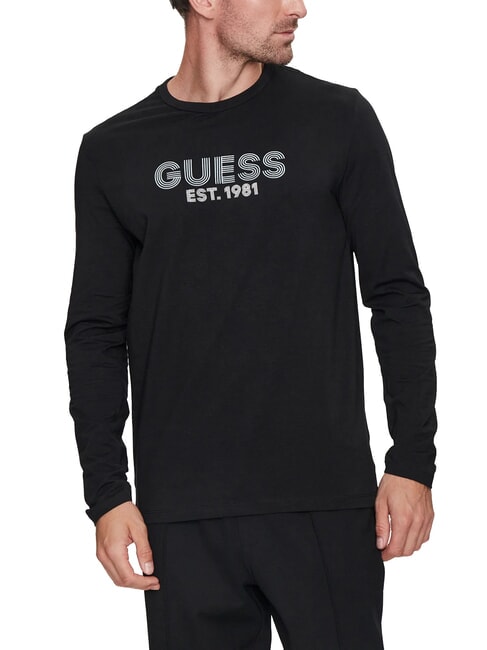 GUESS CLASSIC Long sleeve shirt with print jetbla - Men's Sweaters
