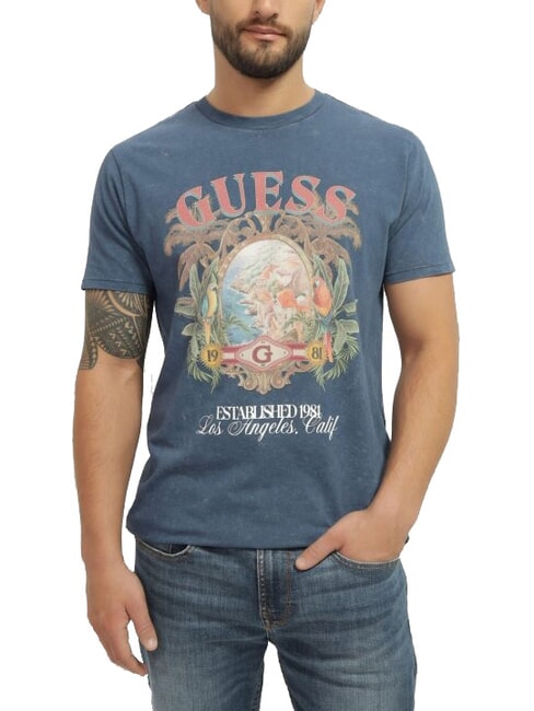 GUESS RESORT Printed T-shirt pennant blue multi - T-shirt