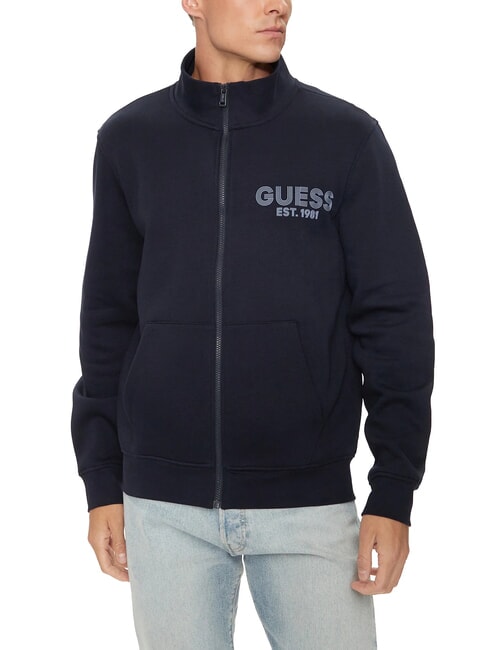 GUESS CLASSIC High-neck full-zip sweatshirt smartblue - Sweatshirts