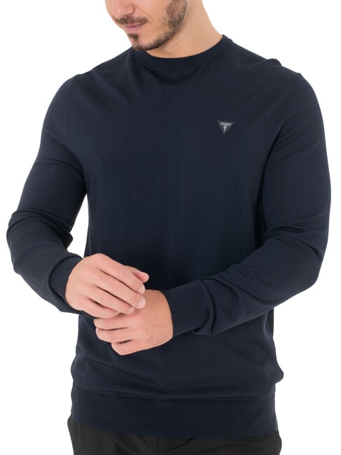 GUESS DANE TECH Long sleeve crew neck sweater smartblue - Men's Sweaters