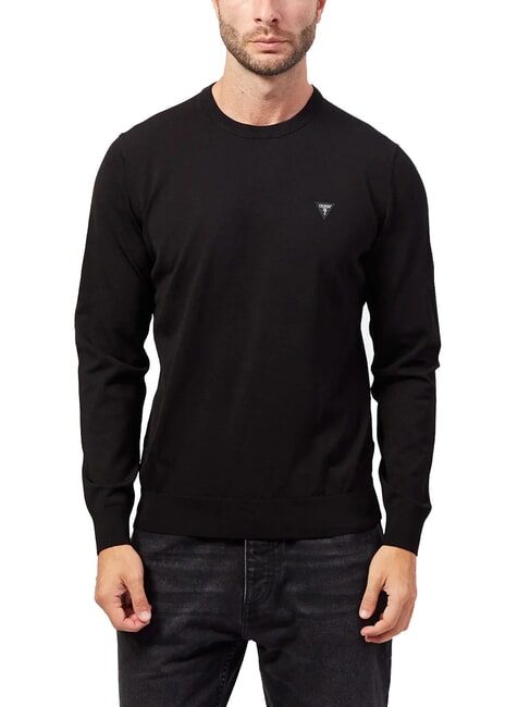 GUESS DANE TECH Long sleeve crew neck sweater jetbla - Men's Sweaters