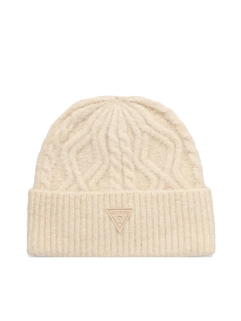 GUESS KNITTED Braided hat with cuff ivory - Hats