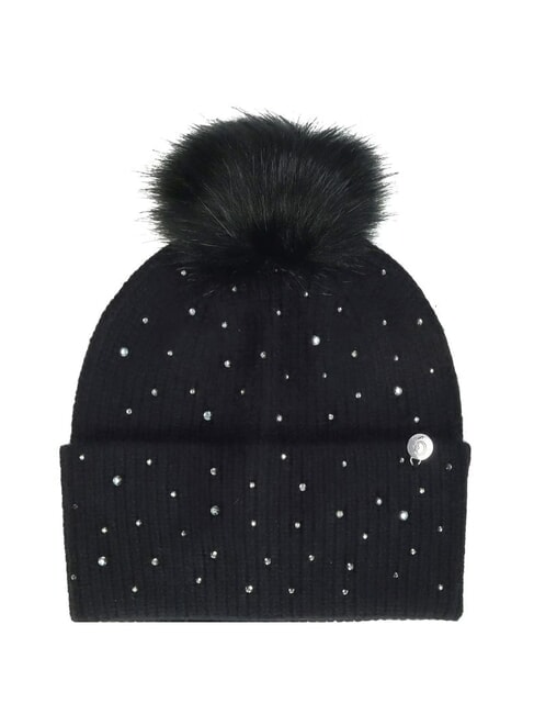 GUESS STRASS Hat with pom pom BLACK - Hats